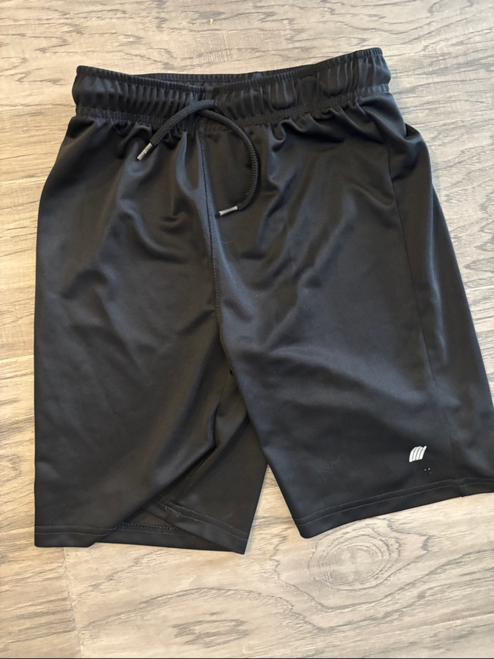 Kids Black Athletic Shorts with Drawstring